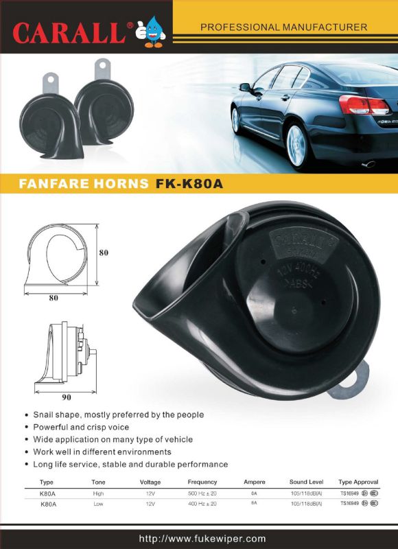 Fk-K80A Alarm Brand New Twin Pack Powerful Magic Voice waterproof DC 12V Car Speaker Auto Parts Shell Horns