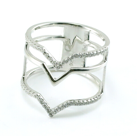 Cool Fashion Jewelry Silver Rhodium Plating Unique V Ring (R10318)