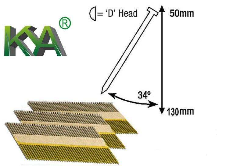 Paper Collated 34 Degree Ring Galvanized Strip Nails