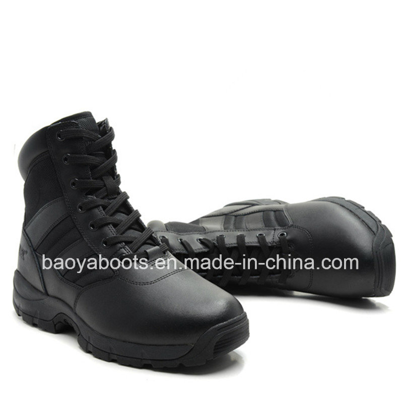 Genuine Leather Black Police Tactical Safety Boots (1866)