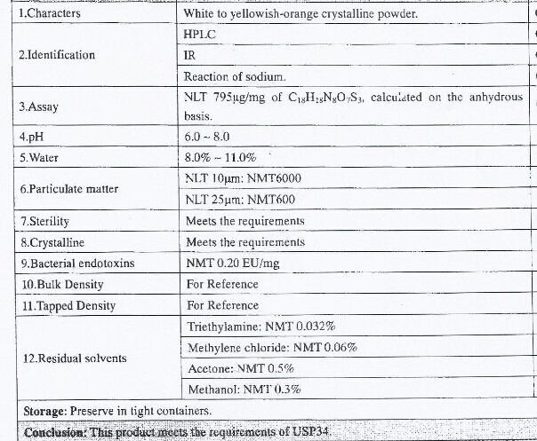 (Ceftriaxone Sodium) --Cephalosporin Antibiotics Ceftriaxone Sodium