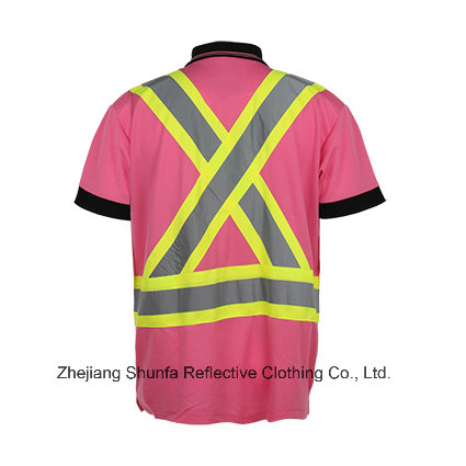 Custom Safety Reflective Tape Polo T-Shirt with Birdeye Mesh