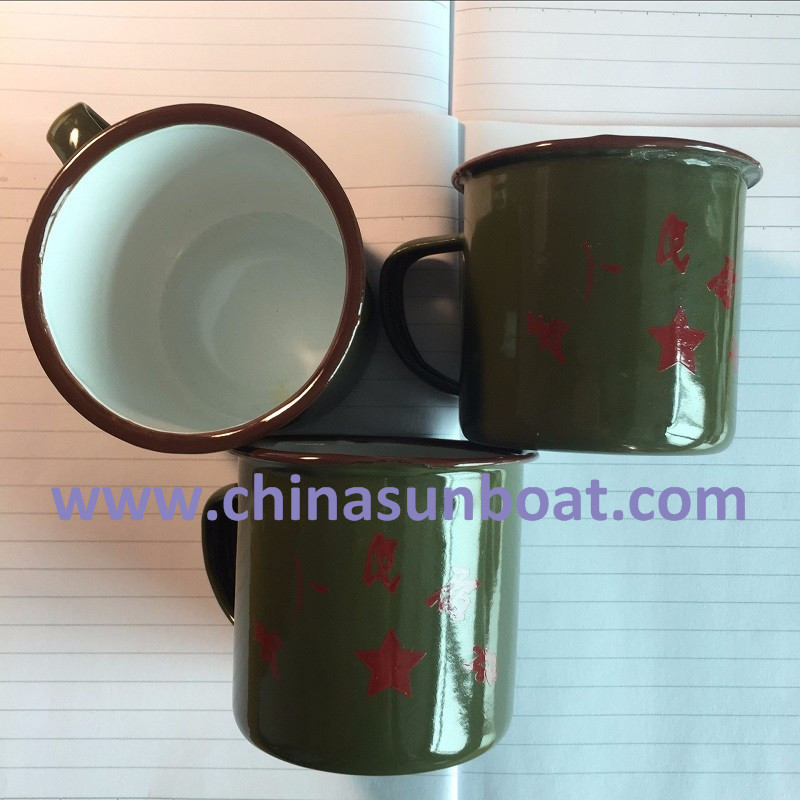 Drinkware Handgrip Metal Enamel Cup Chinese Classic Tableware Nostalgic Tableware