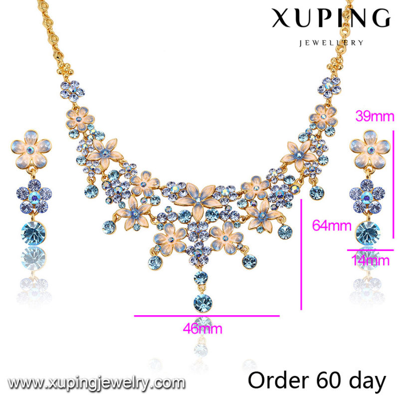 Fashion Luxury 18k Gold-Plated Imitation Flower Jewelry Set with Rhinestone (S-7)