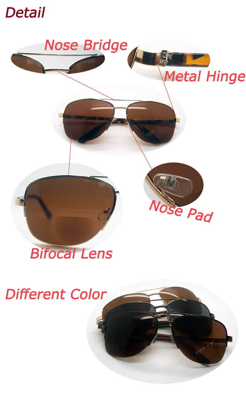 Hot Sales Bifocal Lens Metal Sunglasses (60060)