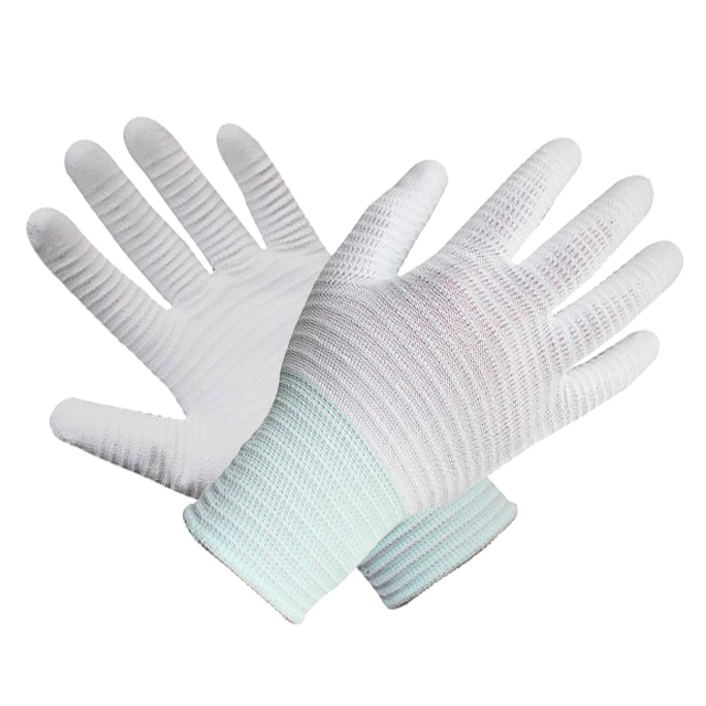 Polyester Knit Glove Palm Fit White PU Gloves Coated Safety Work Glove