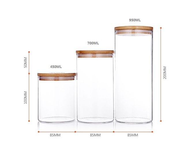 Glass Jar, Food Jar, Kitchen Storage Can with Hermetic Seal