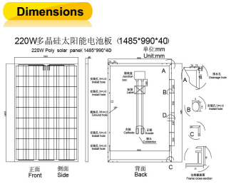 220W TUV Ce Mcs Cec Poly-Crystalline Solar Panel