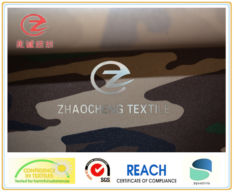 600d Desert Camouflage Printing PU Coated for Military Vest Uses (ZCBP008)