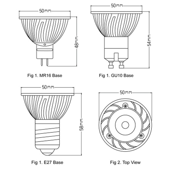 E27/MR16/GU10 1*3W Spot LED Light