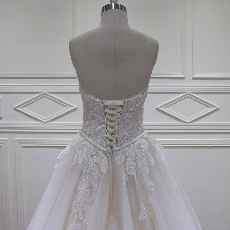 Beading Motif Belt A-Line Bridal Dresses