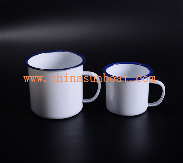 Sunboat Blue Rim Good Price Customized Enamel Mugs Enamel Metal Cup Tableware