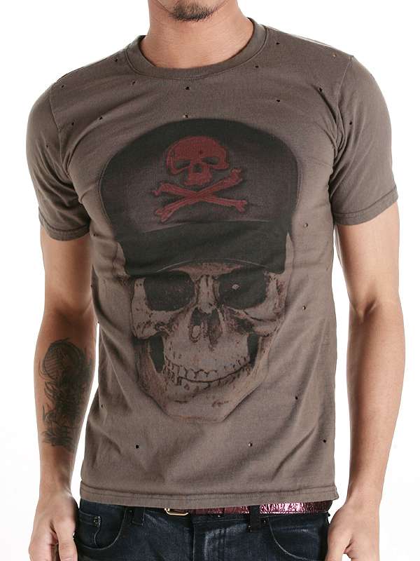 Cool Skull Screen Printing Fashion Custom Cotton Wholesale Men T Shirt