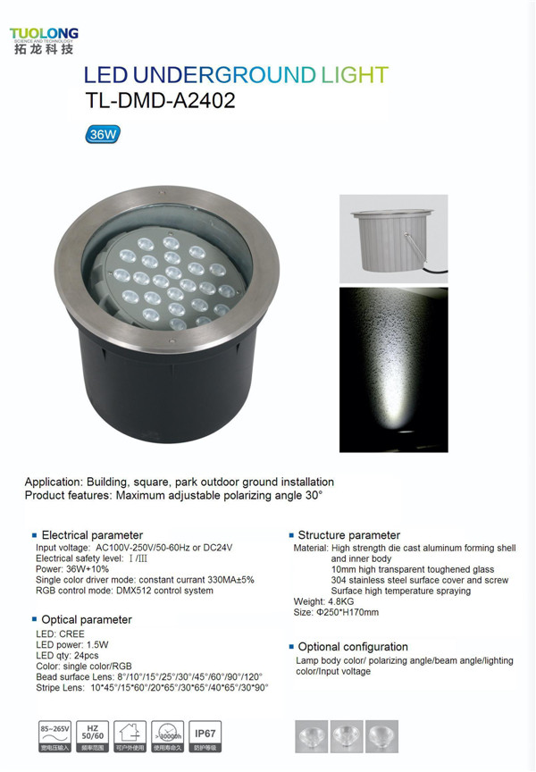 New Adjustable LED Inground Light 36W Adjustable Underground LED Light Warm White RGB Optional