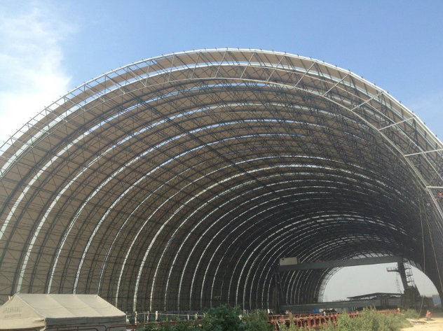 Space Grid Frame Structure for Coal Storage Shed with Arch Roof