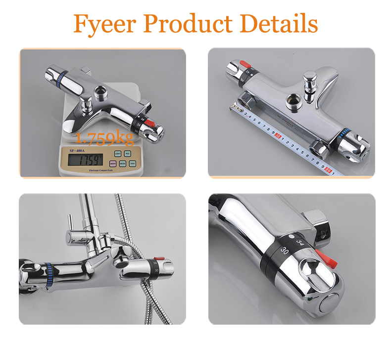 Fyeer Temperature Sensitive Bath Faucet Mixer Thermostatic Shower Set