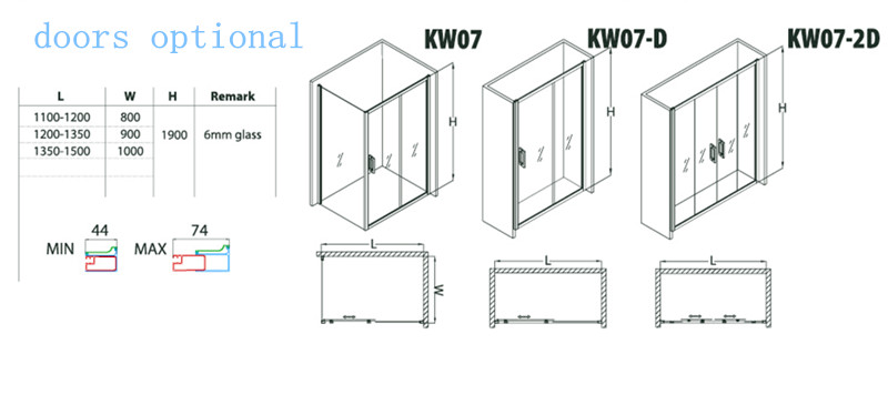 Shower Enclosure with Adjustable Aluminue Frame (AKW07)