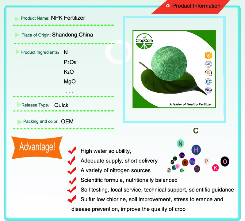 100% Water Soluble Humic Acid NPK Fertilizer for Fruit and Vegetables