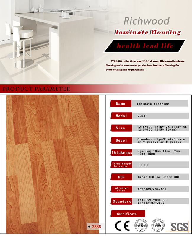 Vinyl Plank 8.3mm E1 AC3 Embossed Walnut Laminate Waterproof Laminated Wood Flooring