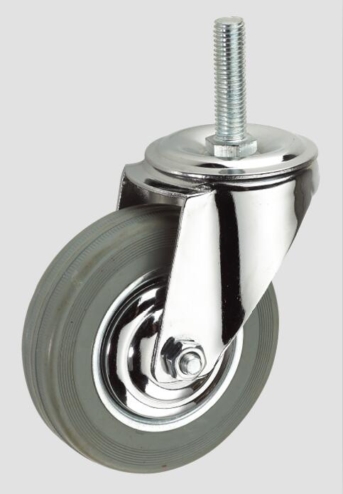 4inch Gray Rubber Thread Industrial Caster Without Brake