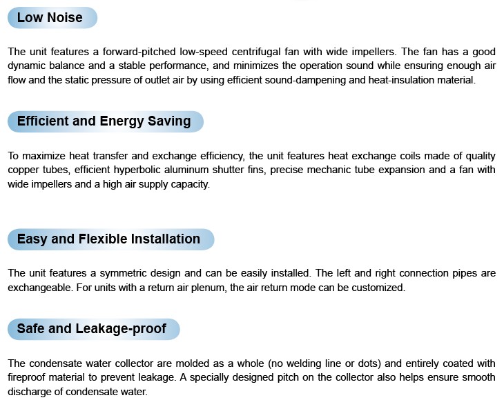 Concealed Fan Coil Unit for Air Condioner