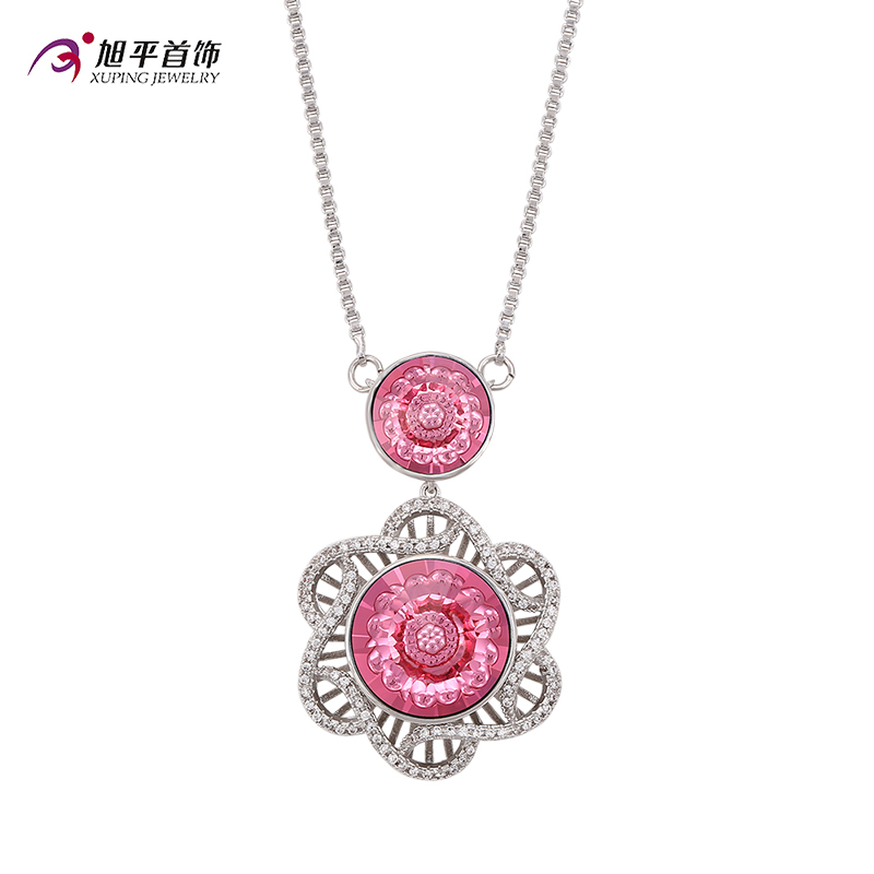 Fashion Luxury CZ Crystal Rhodium jewelry Pendant Necklace with Flower -Xn4772