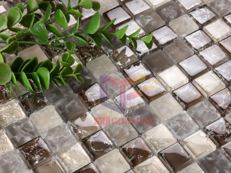 Blue Crystal Cracked Glass Mosaic Tile (CC164)