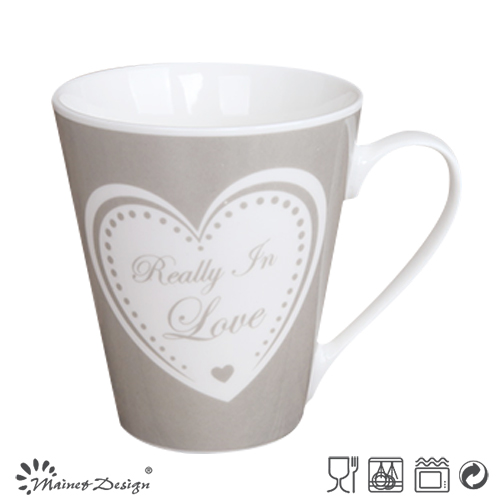 12oz V Shape Mug with Valentine Heart Decal