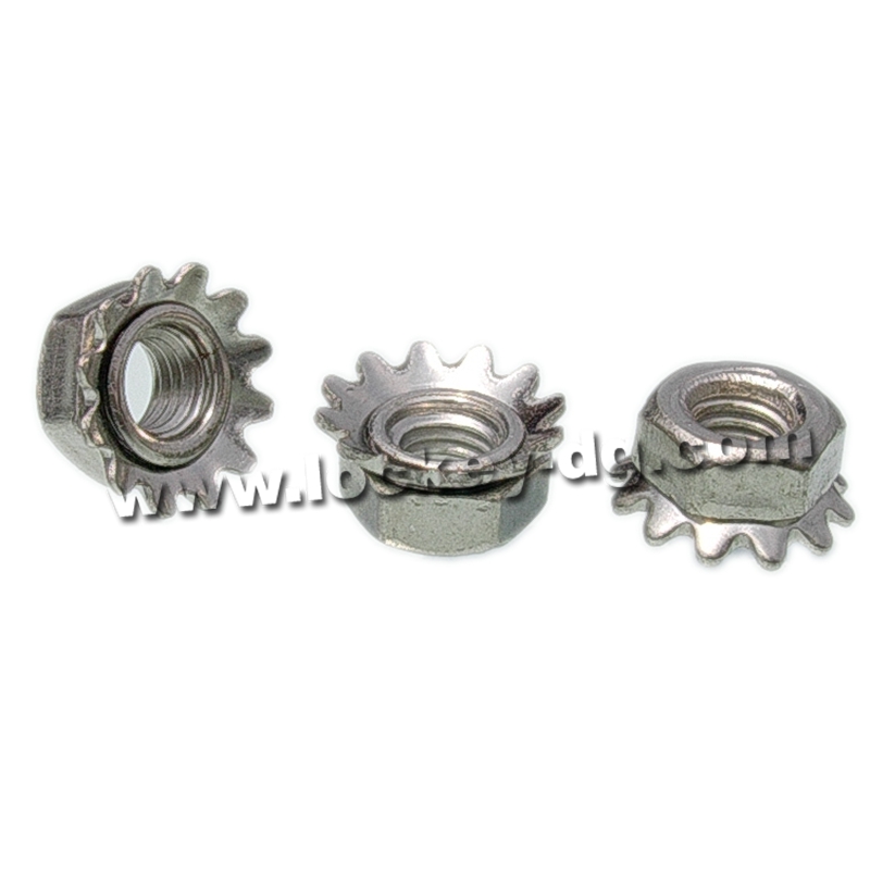 1/4-20 Lock Nut Hex K-Lock (Kep) with External Tooth Washer Steel Zinc