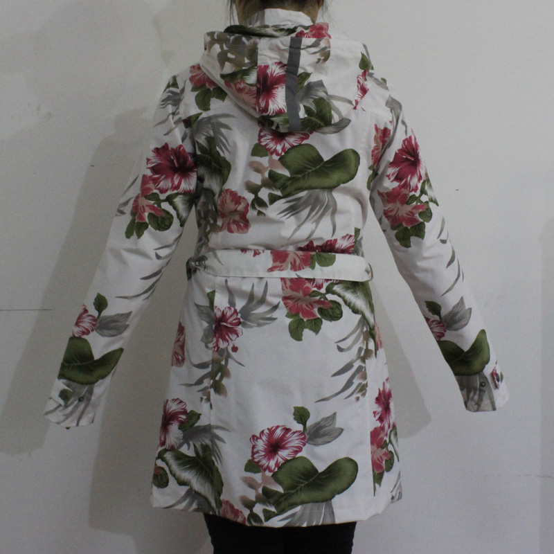 White Basement Flower PVC Raincoat for Adult