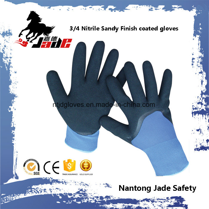 13G Polyester 3/4 Nitrile Sandy Finish with Nitrile Smooth Coated Glove