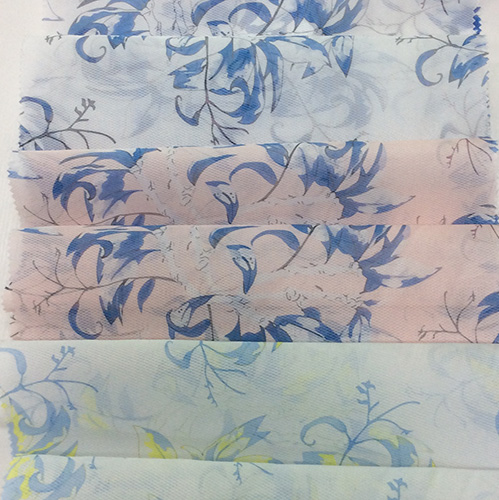 Fashion Polyester Fresh Color Printed Organza Garment Fabric