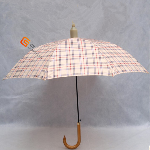 Waterproof Check Polyester Fabric Straight Umbrella (YS-1020A)