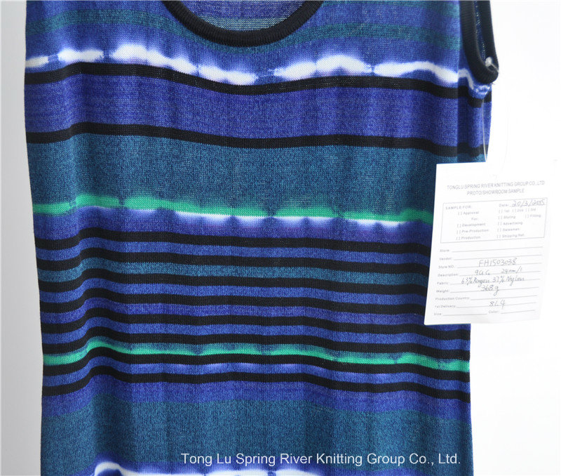 Ladies Patterned Longline Striped Sleeveless Sweater