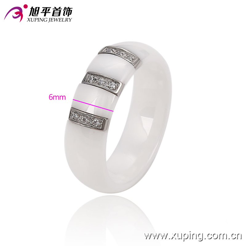 Fashion Women Elegant Round Stainless Steel Jewelry Ceramic Finger Ring -13744