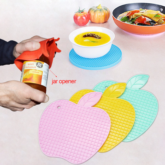 Kitchen Tool Creative Design Apple Shape Non-Slip Silicone Bowl Mat