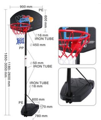 OEM Portable Standard Adjustable 1.6-3.05 Meter Basketball Hoop