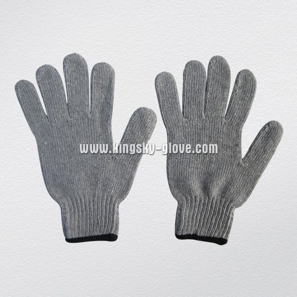 Grey String Knit Cotton and Polyester Glove