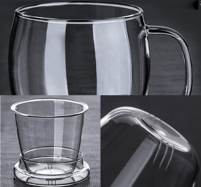 Heat Resistance Clear Glass Tea Cup with Infusion and Lid