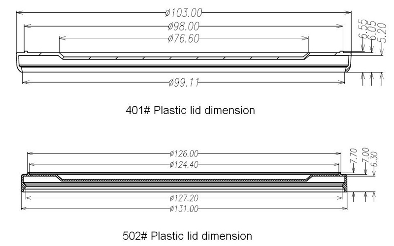 300#/307#/401#/502# Metal Tin Can Plastic Covers