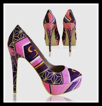 New West African Printed Fabrics Fashion High Heel Shoes (HCY02-1354)