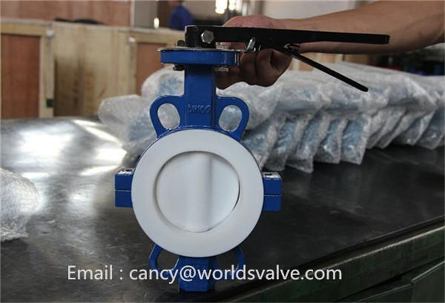 Free Shaft /Gear PTFE Liner Split Body Design Wafer Butterfly Valves