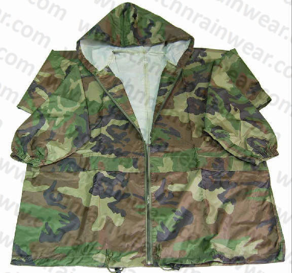 Military Camouflage Waterproof PVC Rain Jacket