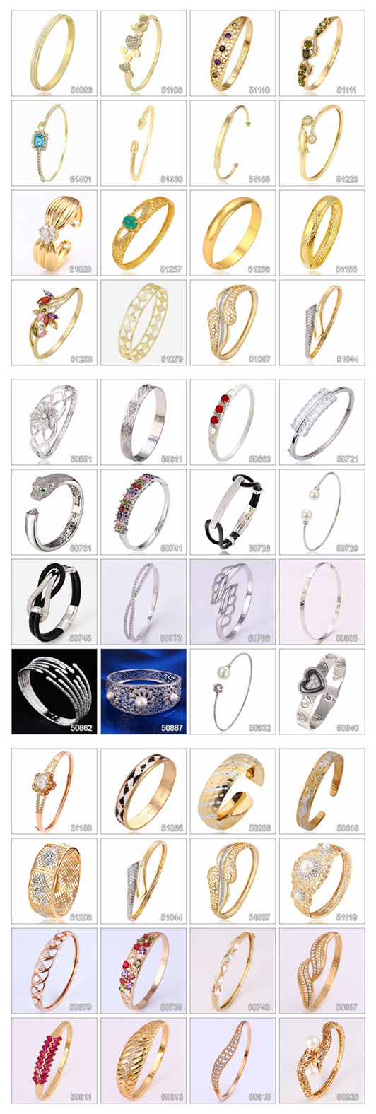 51500 Fashion Elegant Rhodium CZ Diamond Jewelry Bangle with Pearl for Women