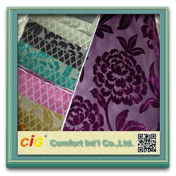 Flocking Fabric Flower Design Upholstery Fabric for Sofa Upholstery