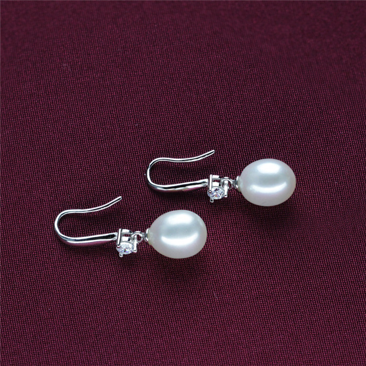 Dangle Drop Natural Genuine 925 Silver Pearl Earring