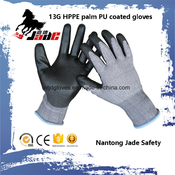 13G Black PU Coated Industrial Cut Glove Level Grade 3 and 5
