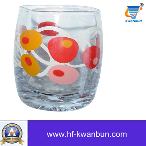 Flower Glass Cup with Decal Juice Cup Kb-Hn0419