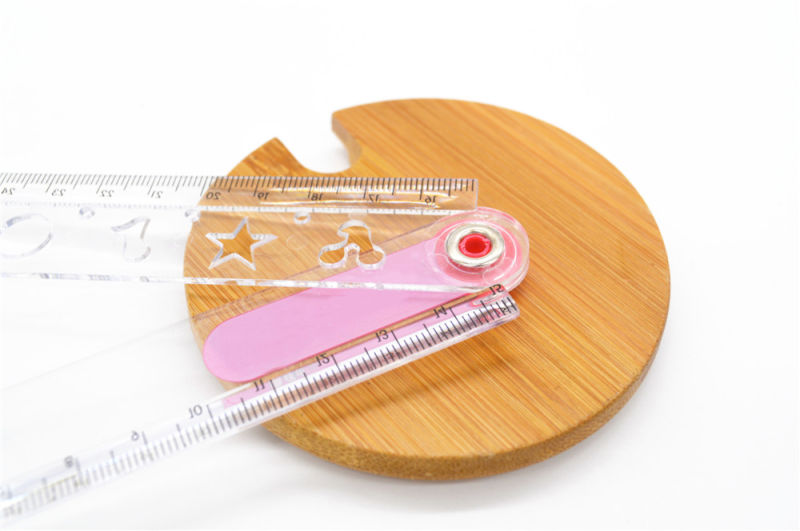 Folding Plastic Ruler with Geometry Shape for Office Stationery