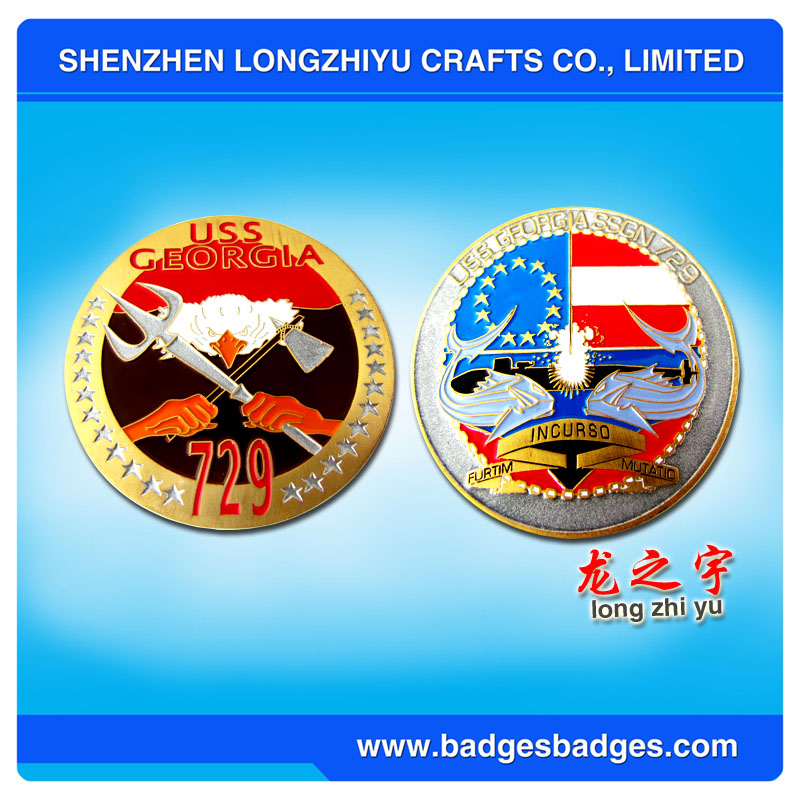 Custom Challenge Metal Coin with 4-6 Colors